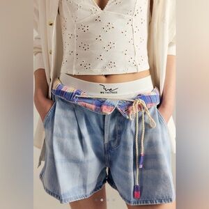NWT We The Free Clark Pleated Denim Shorts~ Beach Stoned Blue